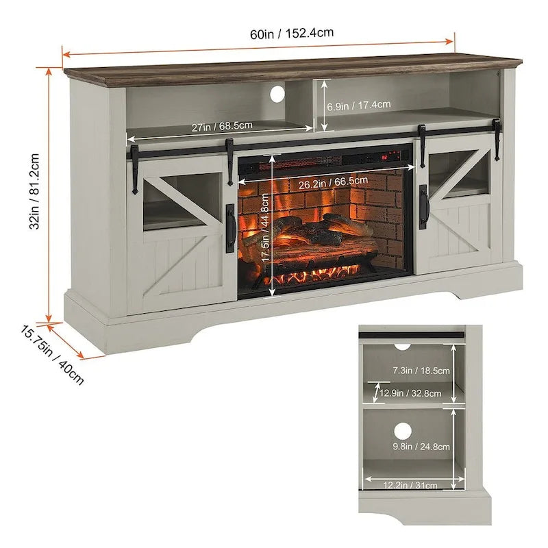 TV Stand for TVs up with Electric Fireplace