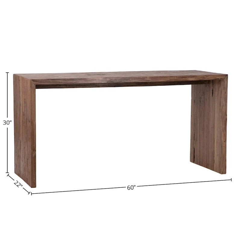 Rectangular Reclaimed Teak Waterfall Writing Desk