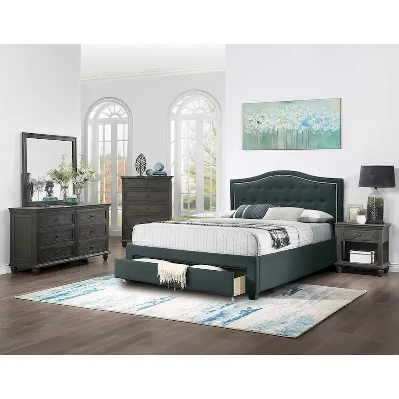 Fully Upholstered King-Size Bed With An Under-Bed Drawer