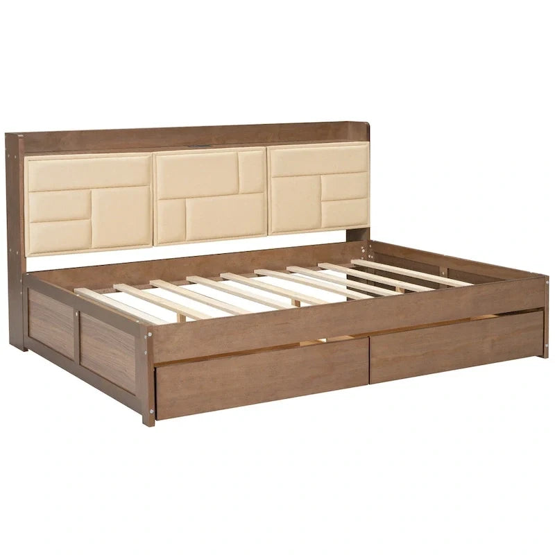 Wood Daybed with USB Ports and Drawers