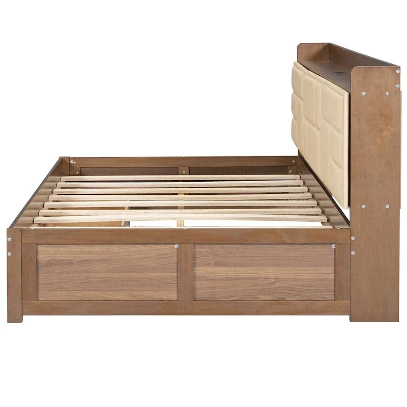 Wood Daybed with USB Ports and Drawers