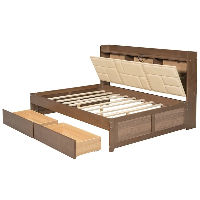 Wood Daybed with USB Ports and Drawers