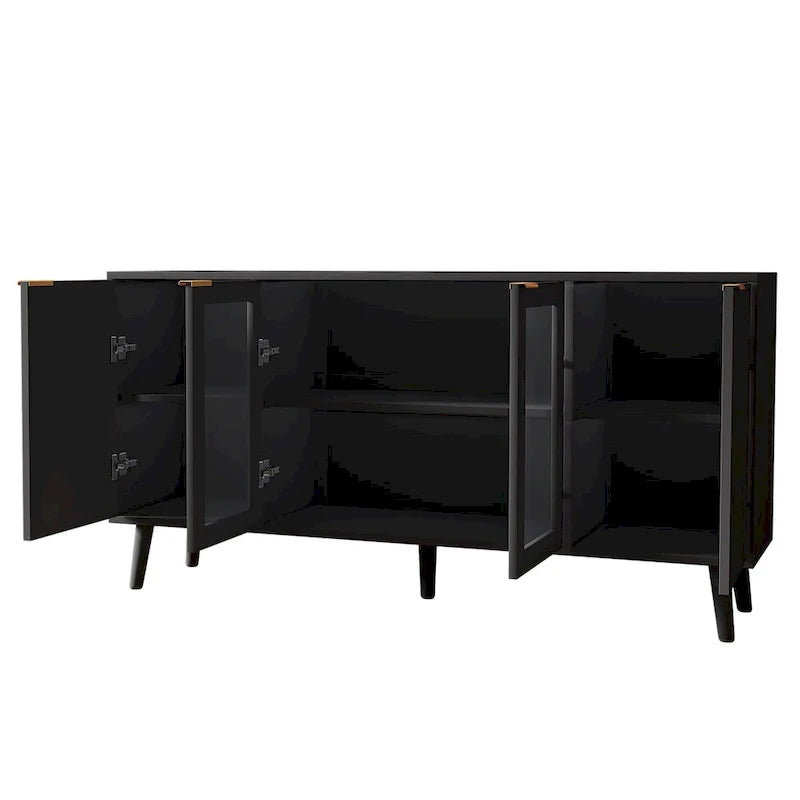 Buffet Table Kitchen Sideboard with Glass Doors