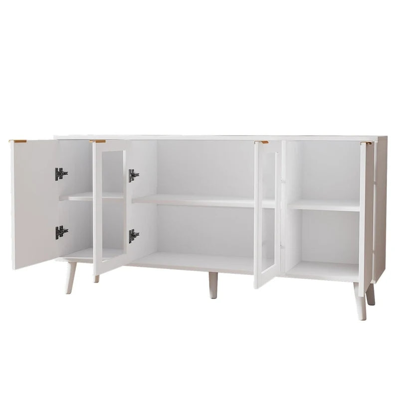 Buffet Table Kitchen Sideboard with Glass Doors