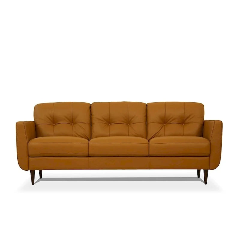 Orange Leather Sofa With Black Legs