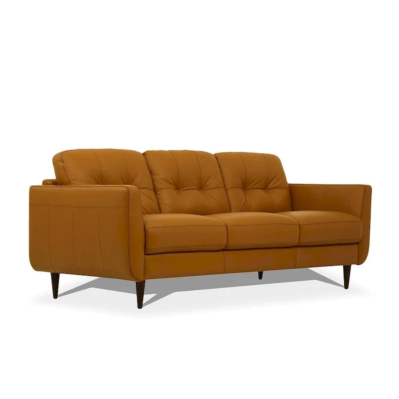 Orange Leather Sofa With Black Legs