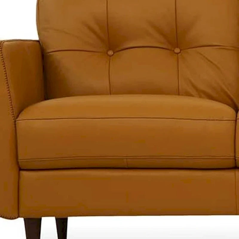 Orange Leather Sofa With Black Legs