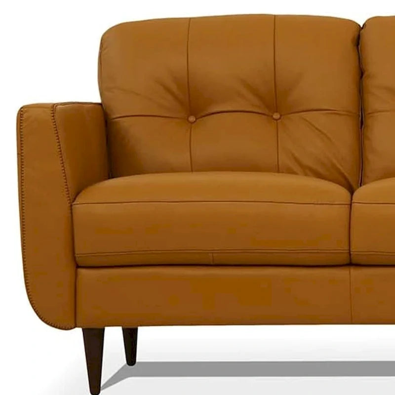Orange Leather Sofa With Black Legs