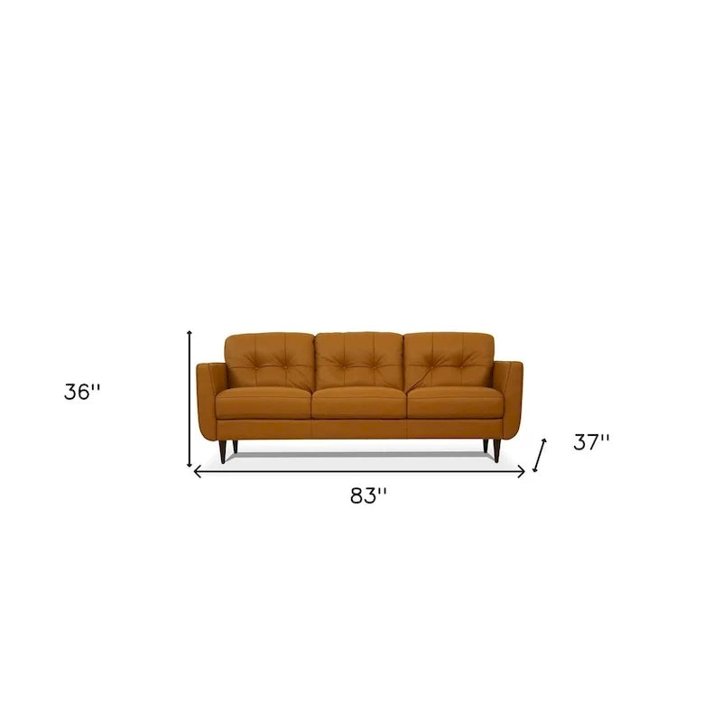 Orange Leather Sofa With Black Legs