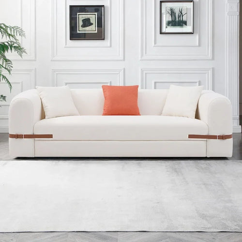 3-Seater Upholstered Sofa Mutiple Color Loveseat Couch with Pillows