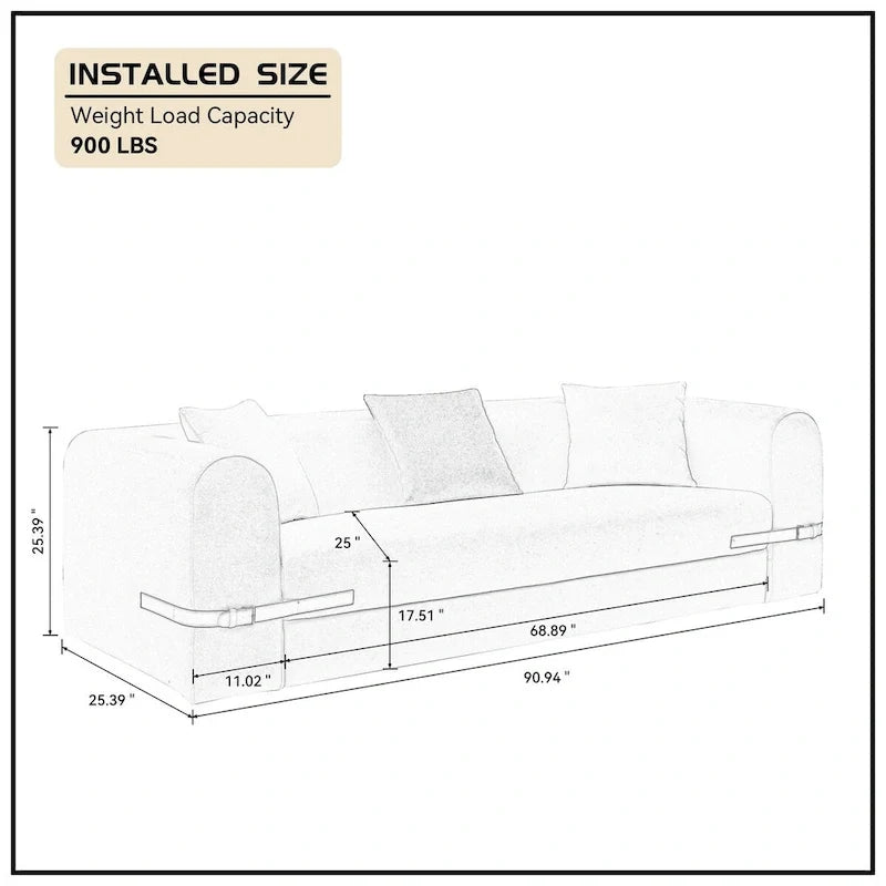 3-Seater Upholstered Sofa Mutiple Color Loveseat Couch