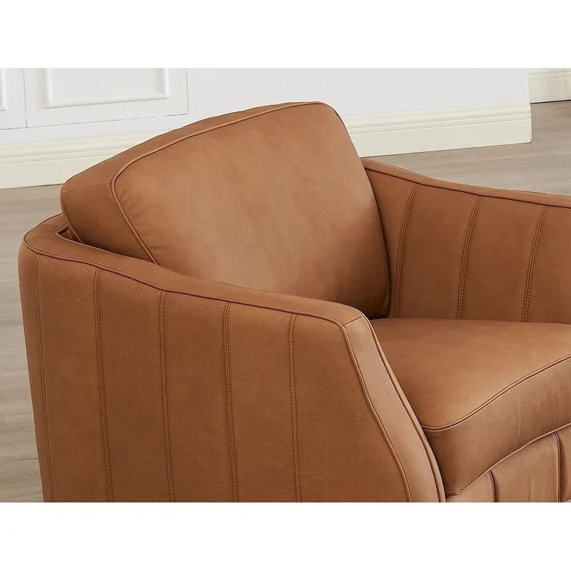 Silla de cuero de grano superior con espuma viscoelástica de plumas y resortes
