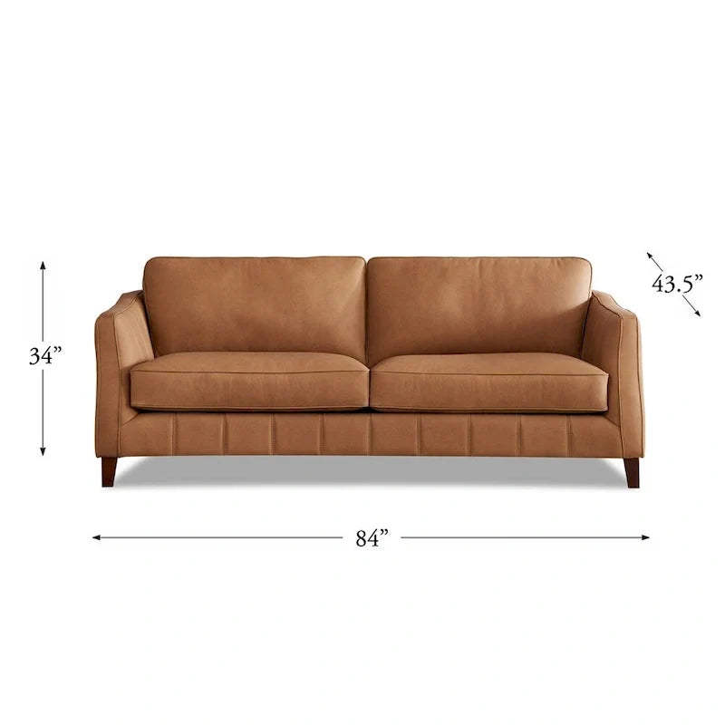 Silla de cuero de grano superior con espuma viscoelástica de plumas y resortes