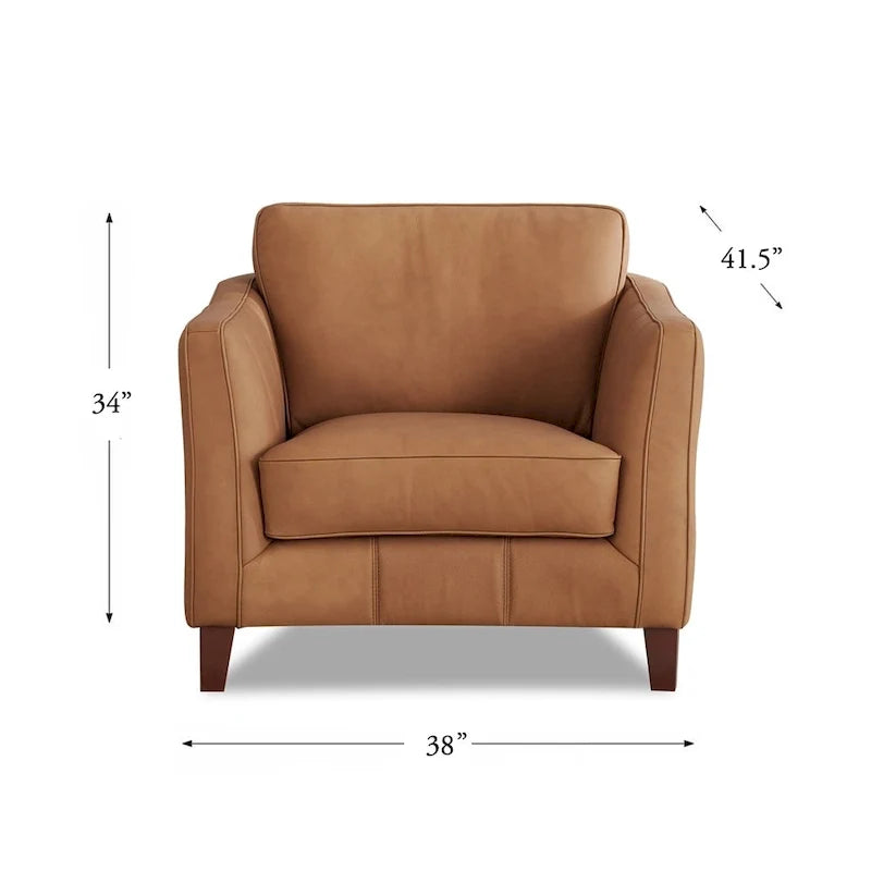 Silla de cuero de grano superior con espuma viscoelástica de plumas y resortes