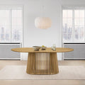 Solid Wood Oval Dining Table with Slatted Pedestal Base