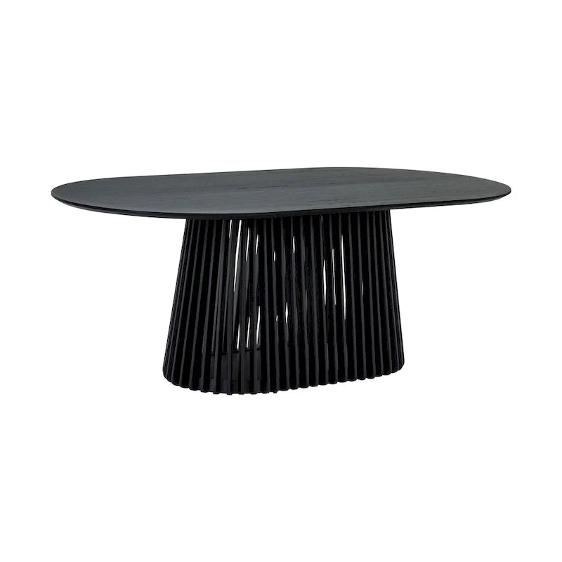 Solid Wood Oval Dining Table with Slatted Pedestal Base