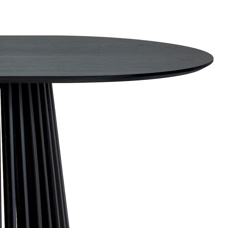 Solid Wood Oval Dining Table with Slatted Pedestal Base