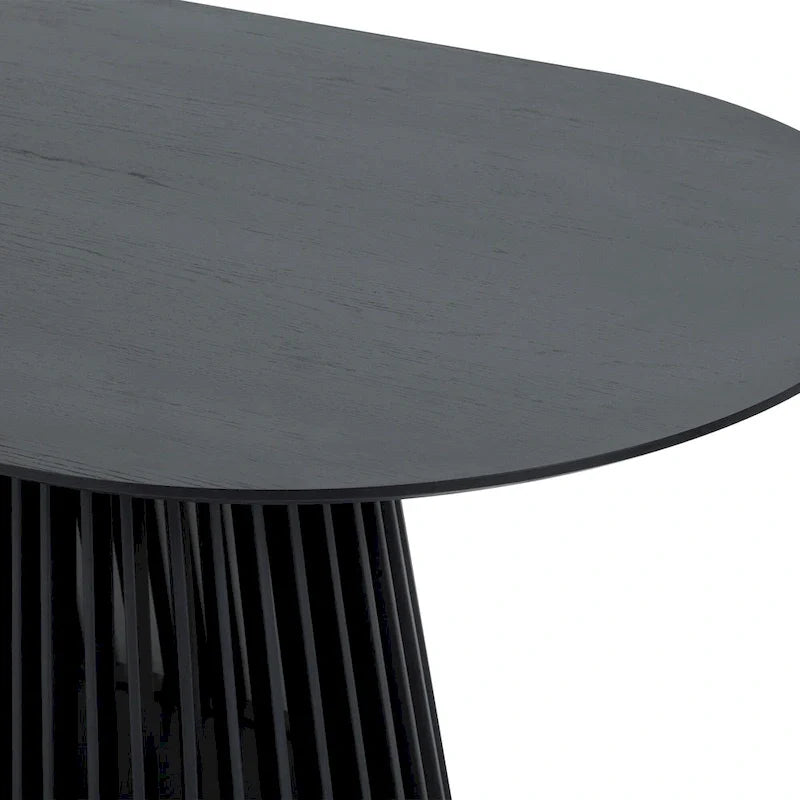 Solid Wood Oval Dining Table with Slatted Pedestal Base