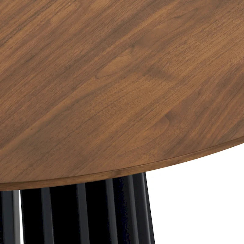 Solid Wood Oval Dining Table with Slatted Pedestal Base