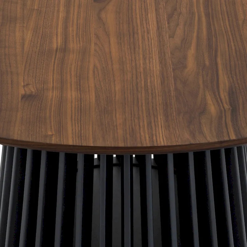Solid Wood Oval Dining Table with Slatted Pedestal Base