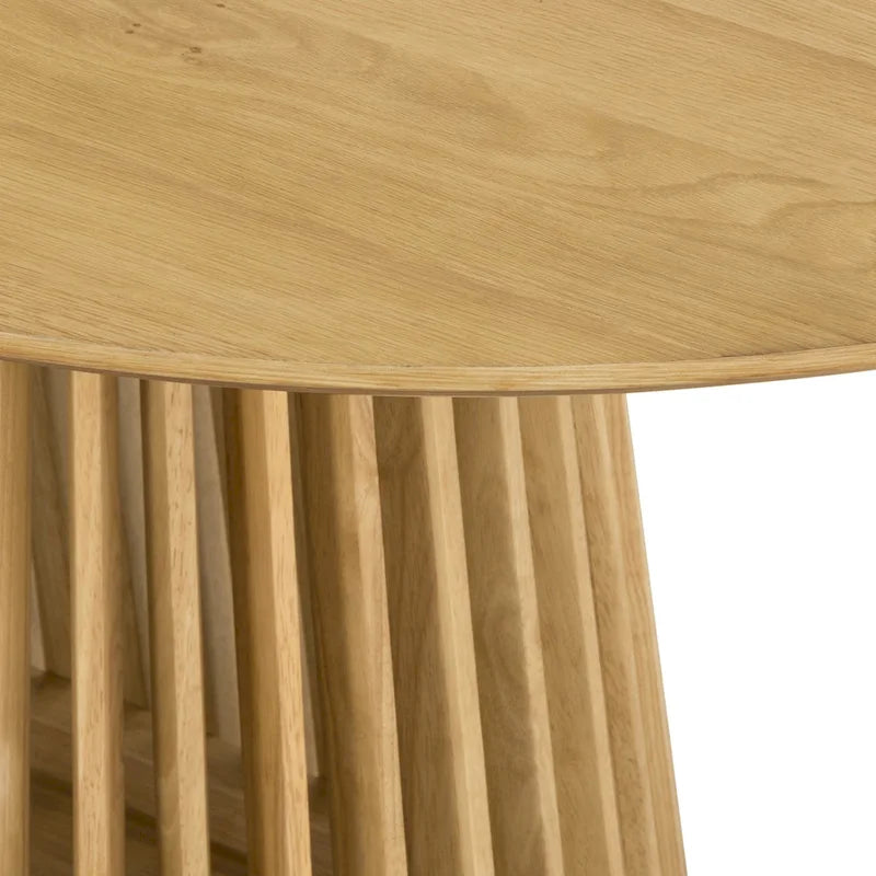 Solid Wood Oval Dining Table with Slatted Pedestal Base