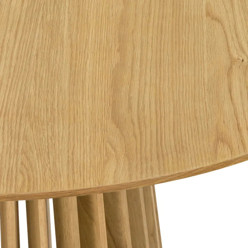 Solid Wood Oval Dining Table with Slatted Pedestal Base