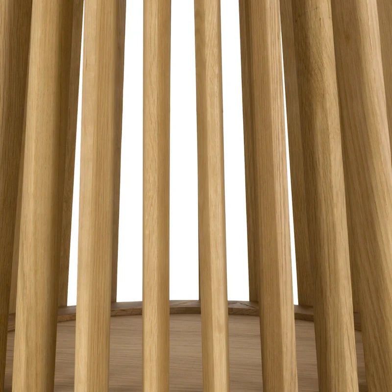 Solid Wood Oval Dining Table with Slatted Pedestal Base