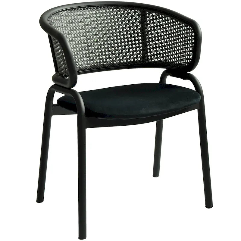 Modern Upholstered Dining Chair with Cozy Armchair and Black Iron Legs