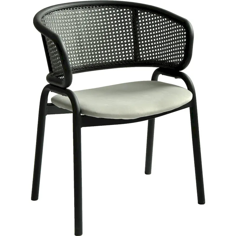 Modern Upholstered Dining Chair with Cozy Armchair and Black Iron Legs