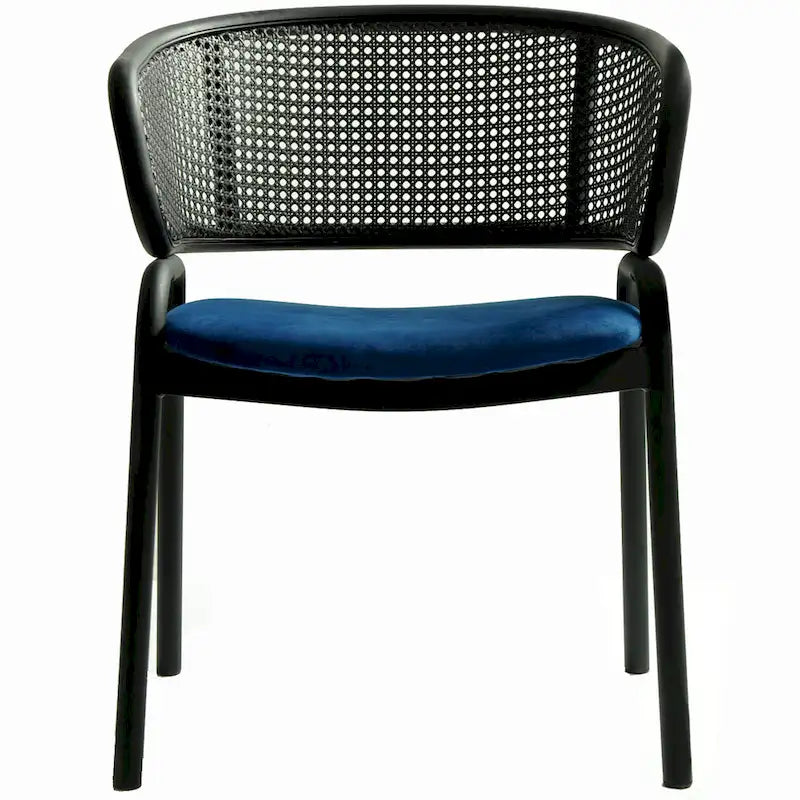 Silla de comedor moderna tapizada, con cómodo diseño de sillón y patas de hierro negro
