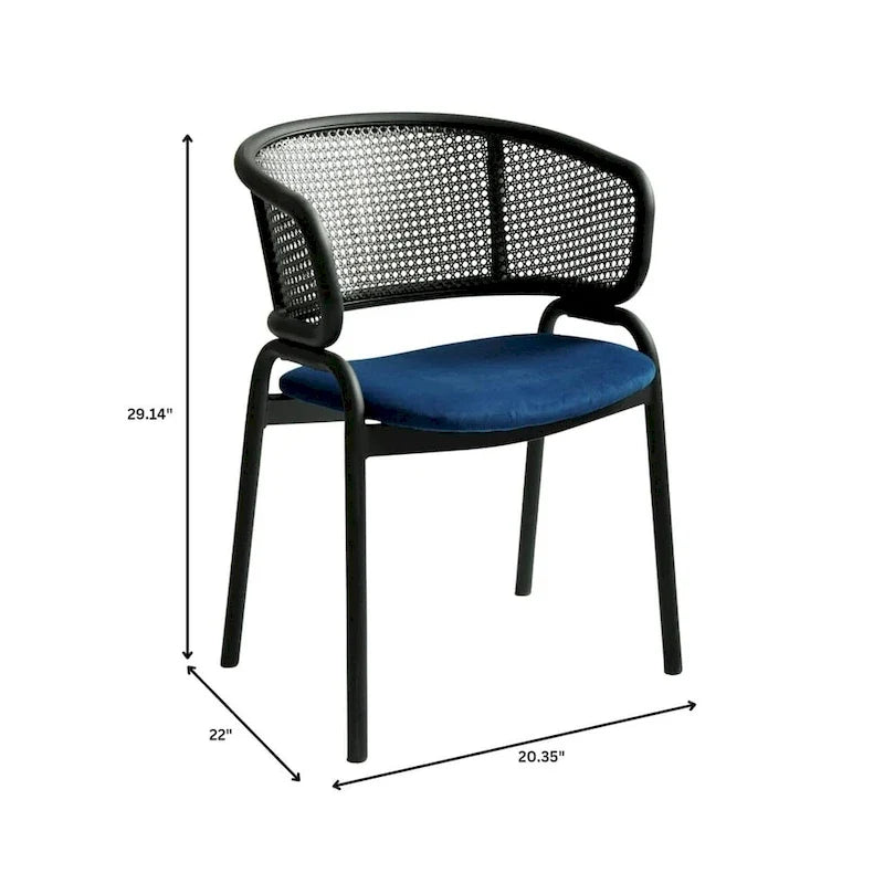 Silla de comedor moderna tapizada, con cómodo diseño de sillón y patas de hierro negro