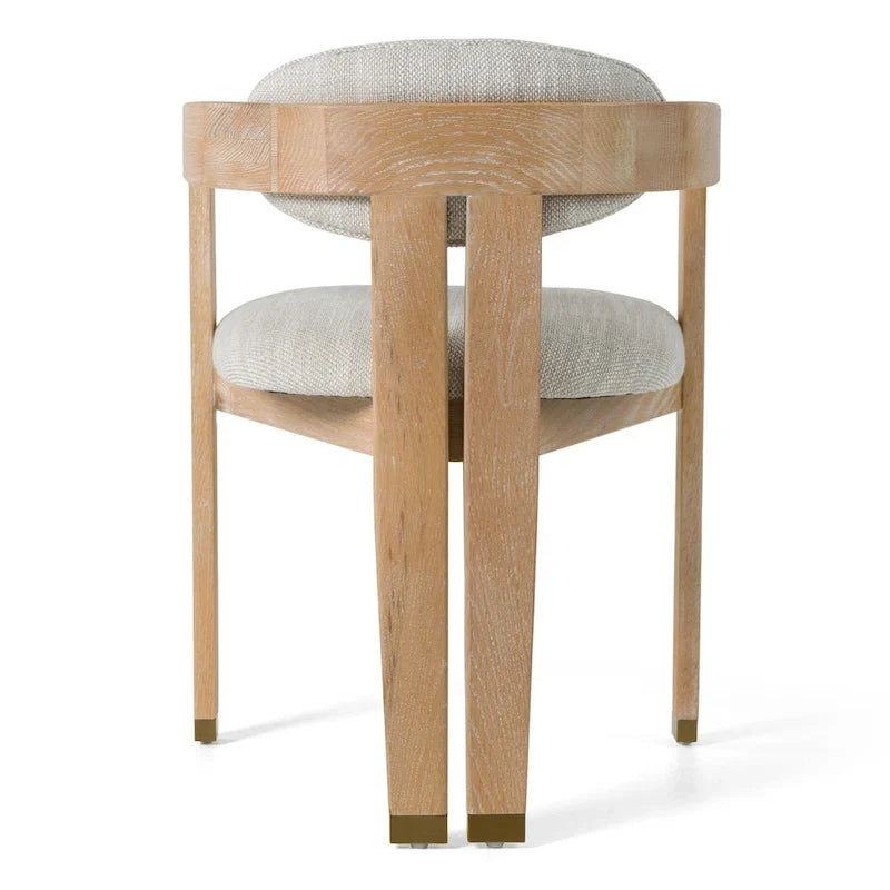 Modern Off-White Fabric & White Wash Oak Dining Chair