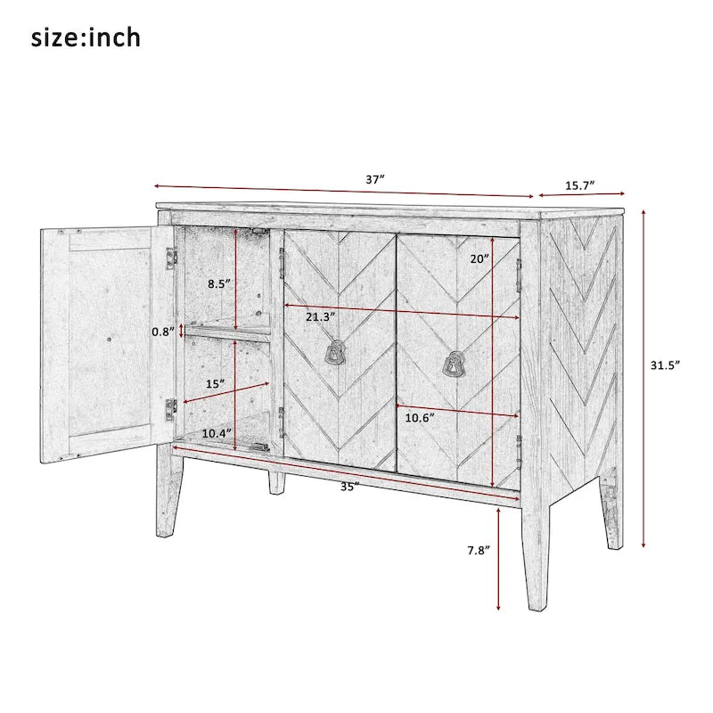 Vintage Style Kitchen Accent Buffet Sideboard Cabinet