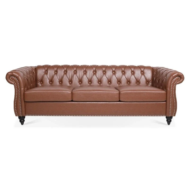 Modernes Sofa für drei Personen aus Schaumstoff und Leder
