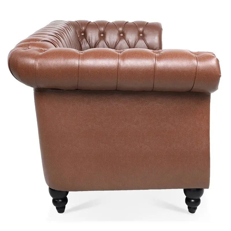 Modern Foam And Leather Three-Seater Sofa