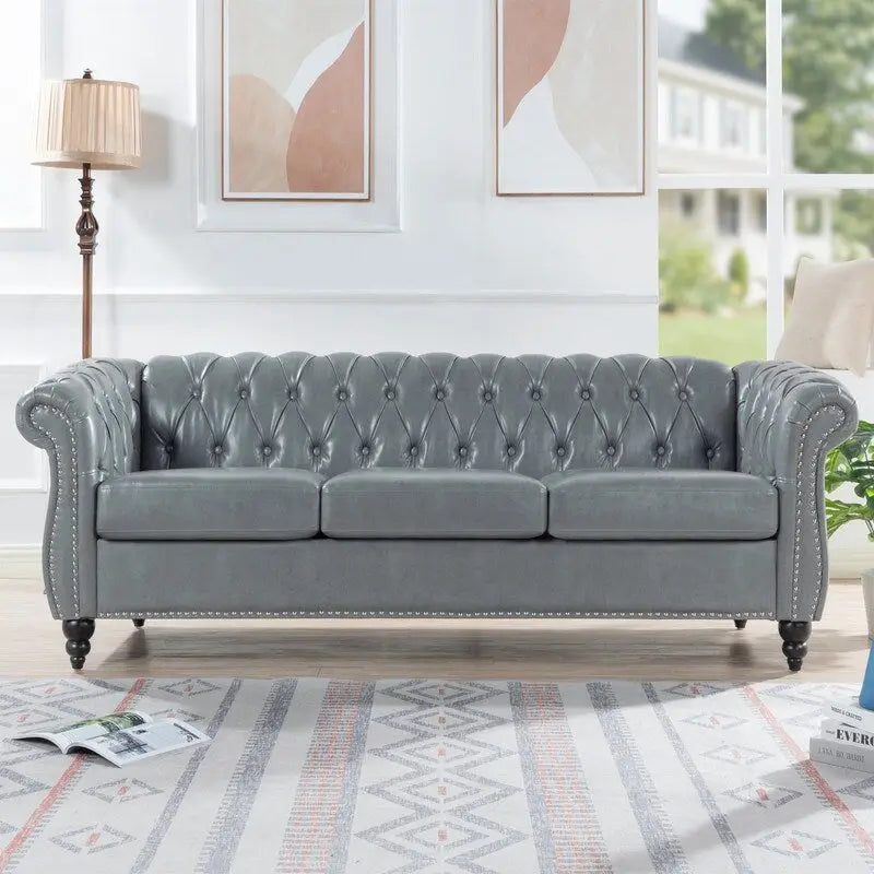 Modernes Sofa für drei Personen aus Schaumstoff und Leder