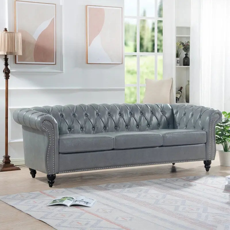 Modernes Sofa für drei Personen aus Schaumstoff und Leder
