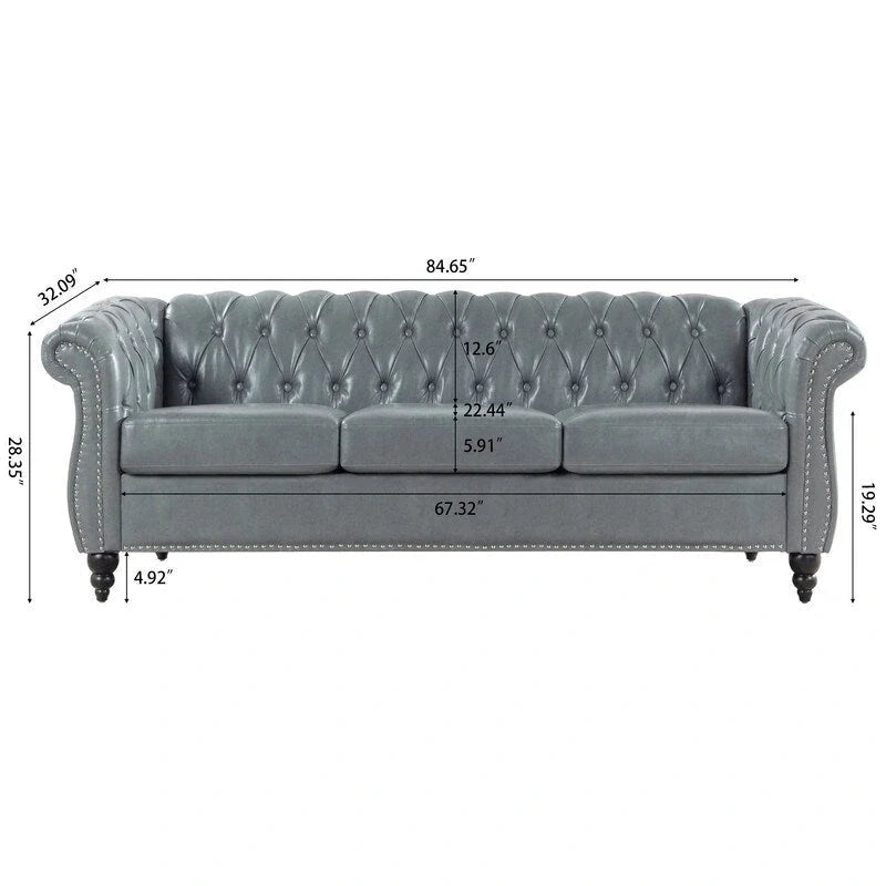 Modernes Sofa für drei Personen aus Schaumstoff und Leder