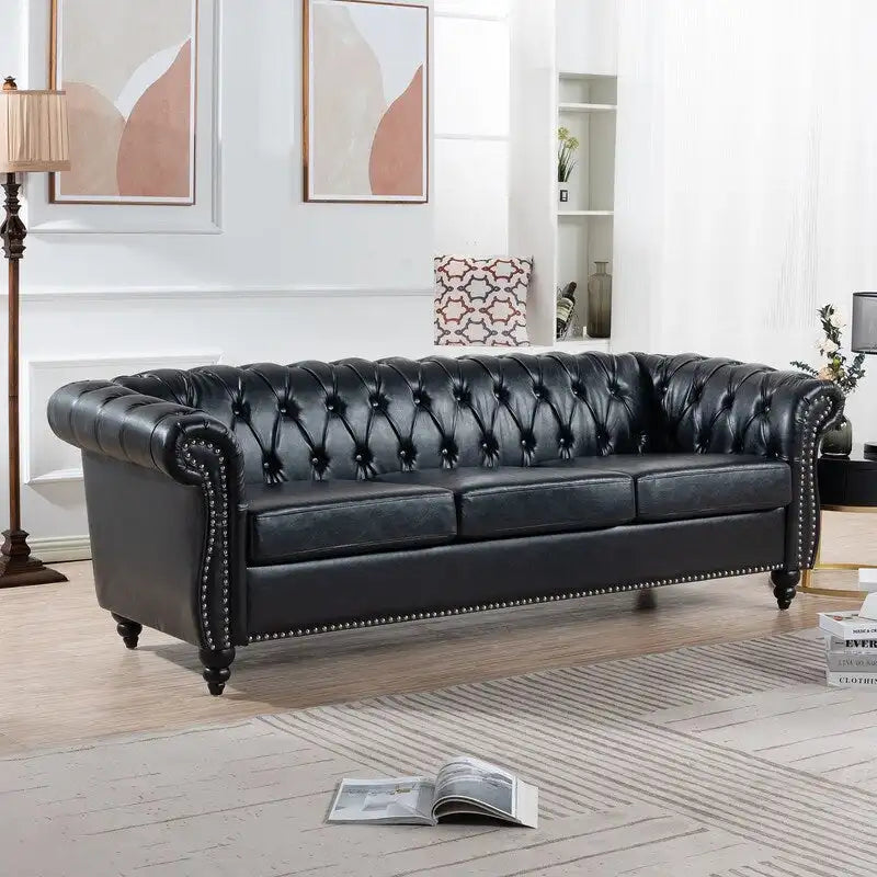 Modernes Sofa für drei Personen aus Schaumstoff und Leder