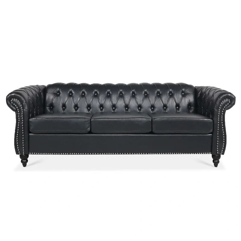 Modernes Sofa für drei Personen aus Schaumstoff und Leder