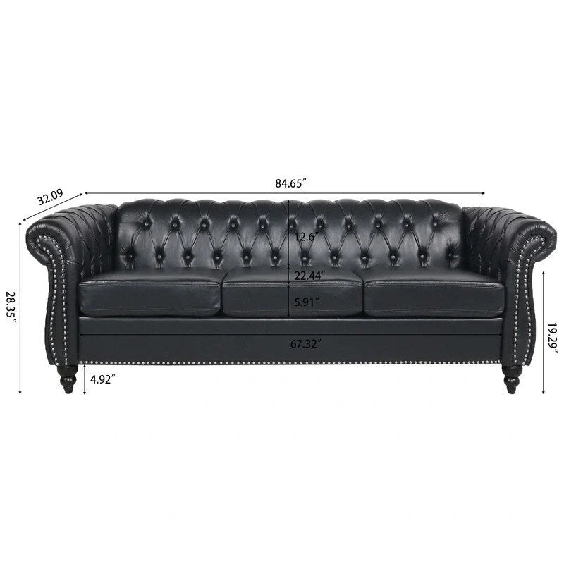 Modernes Sofa für drei Personen aus Schaumstoff und Leder