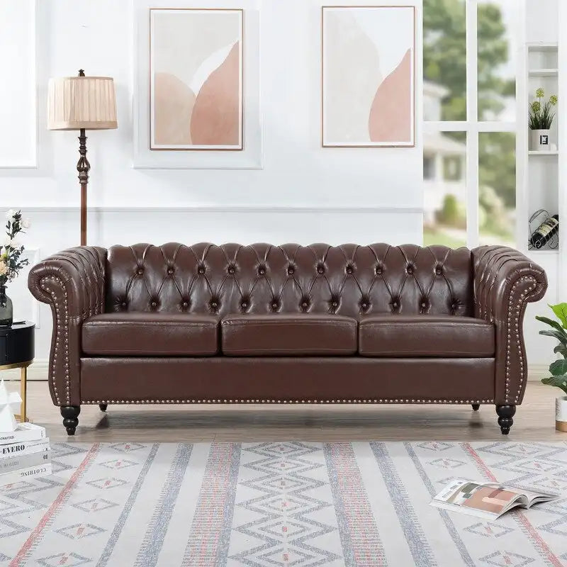 Modernes Sofa für drei Personen aus Schaumstoff und Leder