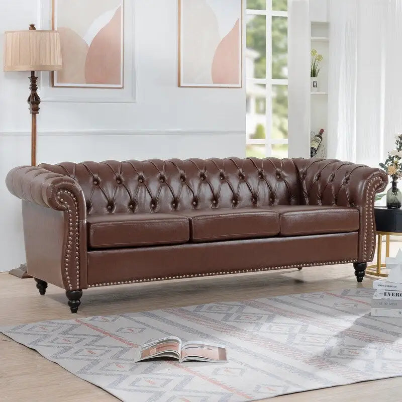 Modernes Sofa für drei Personen aus Schaumstoff und Leder