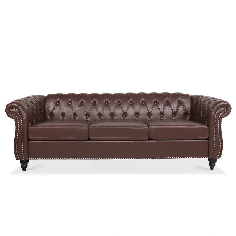 Modernes Sofa für drei Personen aus Schaumstoff und Leder