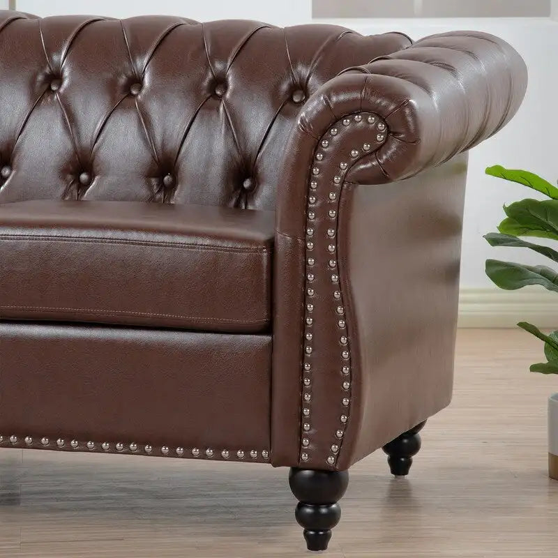 Modernes Sofa für drei Personen aus Schaumstoff und Leder