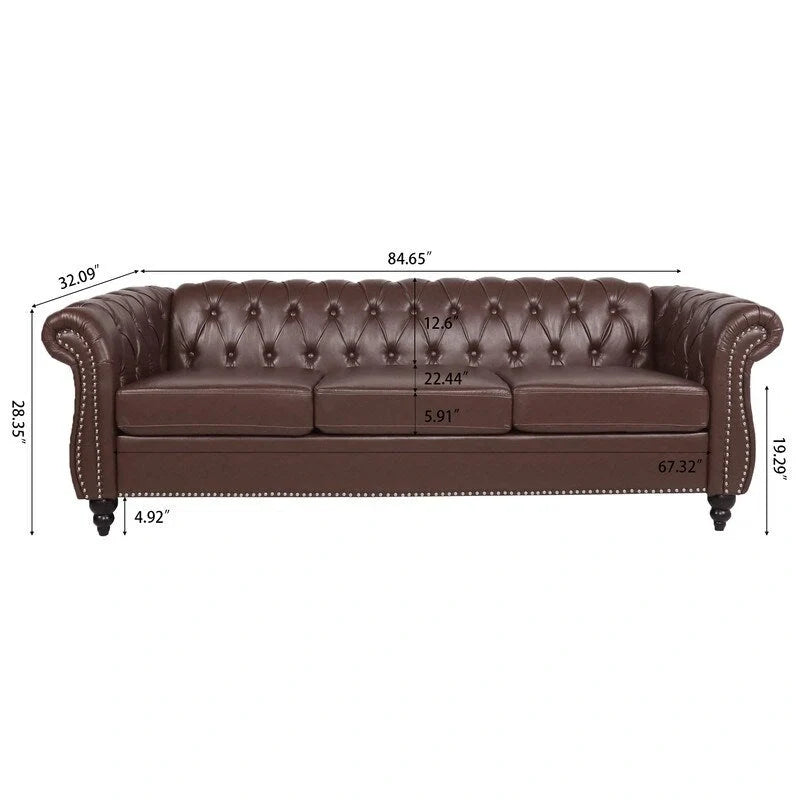 Modernes Sofa für drei Personen aus Schaumstoff und Leder