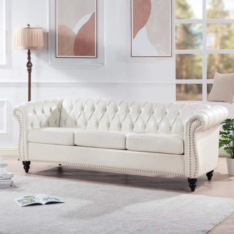 Modernes Sofa für drei Personen aus Schaumstoff und Leder