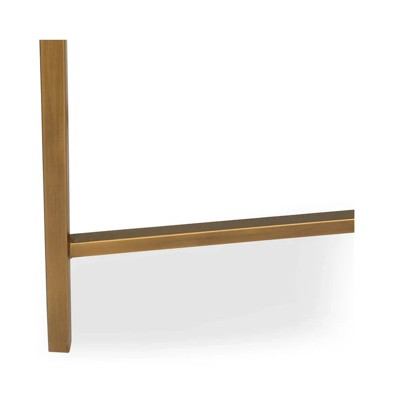 Art Deco Solid Wood AndVegan Leather Shagreen With Brass Accents Console Table