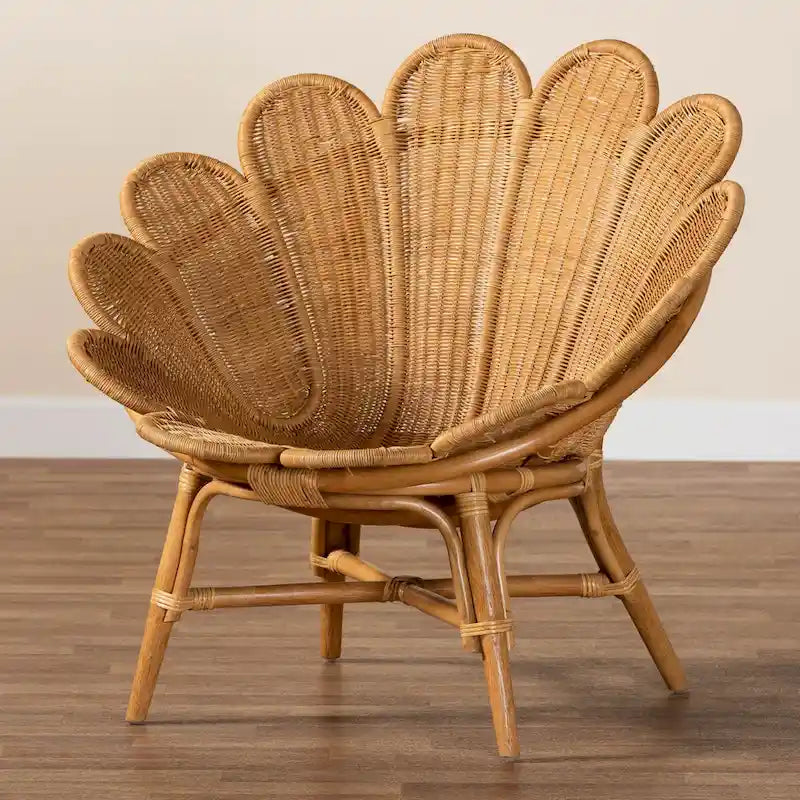 Fauteuil d’appoint en rotin avec motif floral