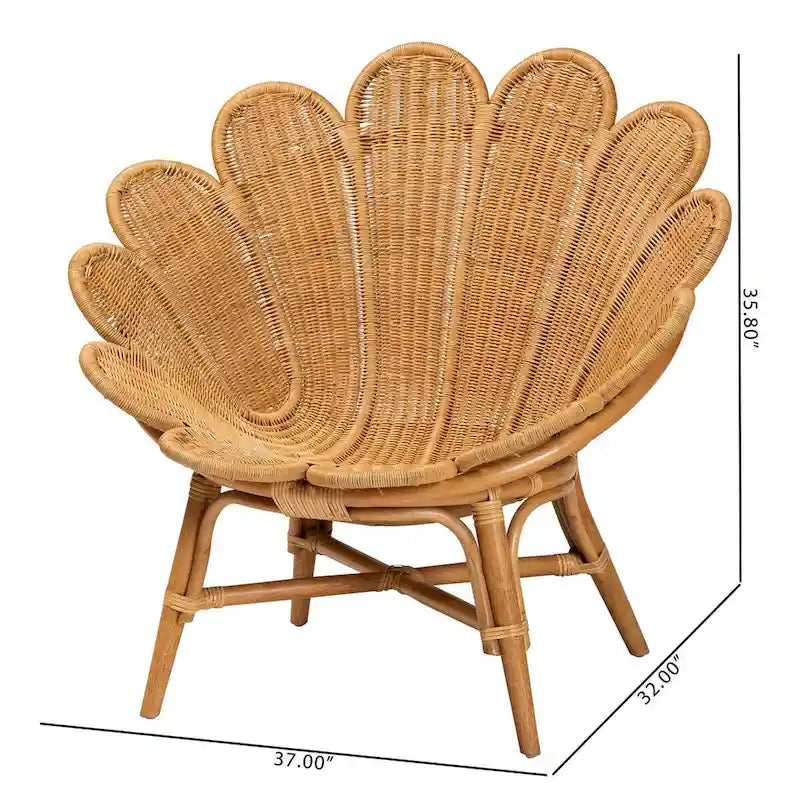 Fauteuil d’appoint en rotin avec motif floral